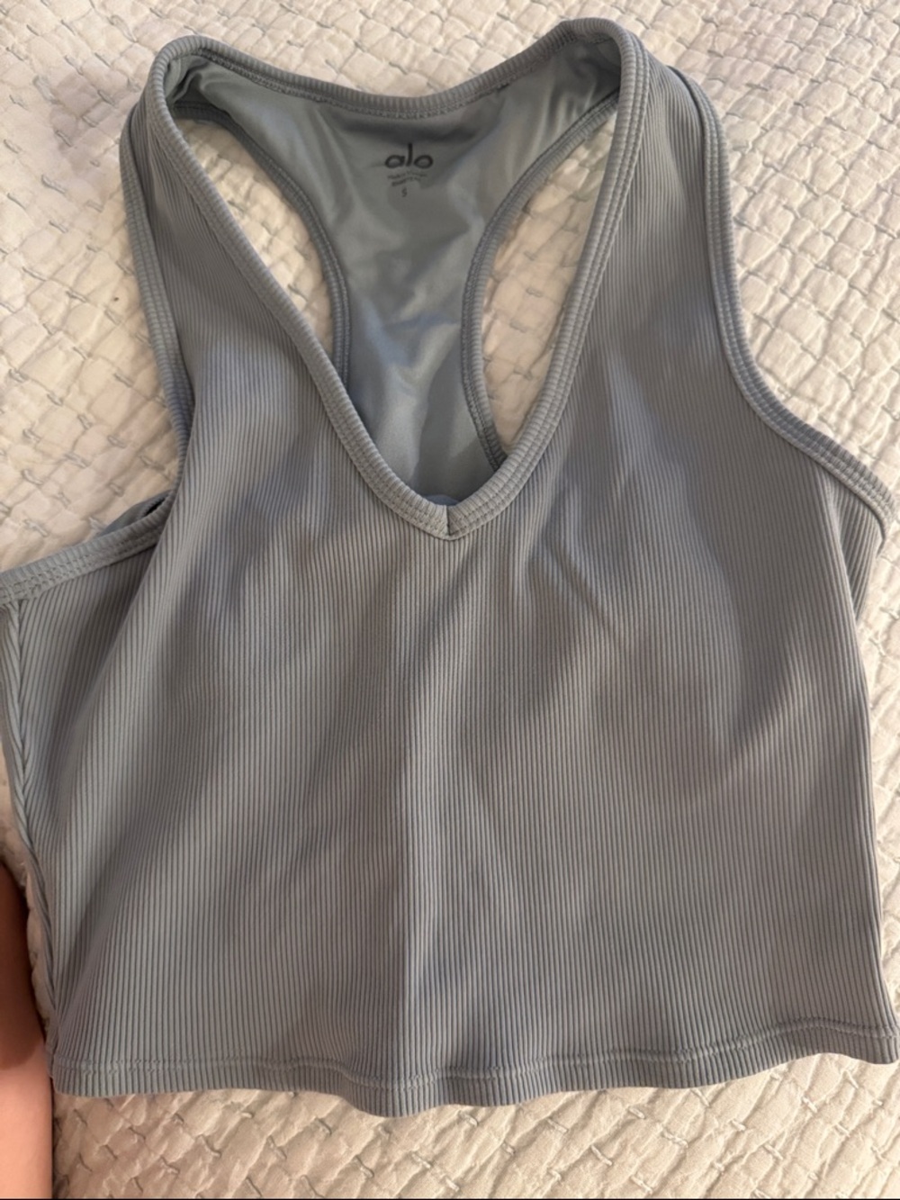 ALO Yoga Ribbed Racerback Crop Tank in Light green. NO padding